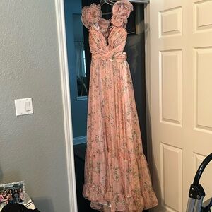 Ruffle Tiered Floral Cut-Out Chiffon Gown {Mac Duggal size 12}